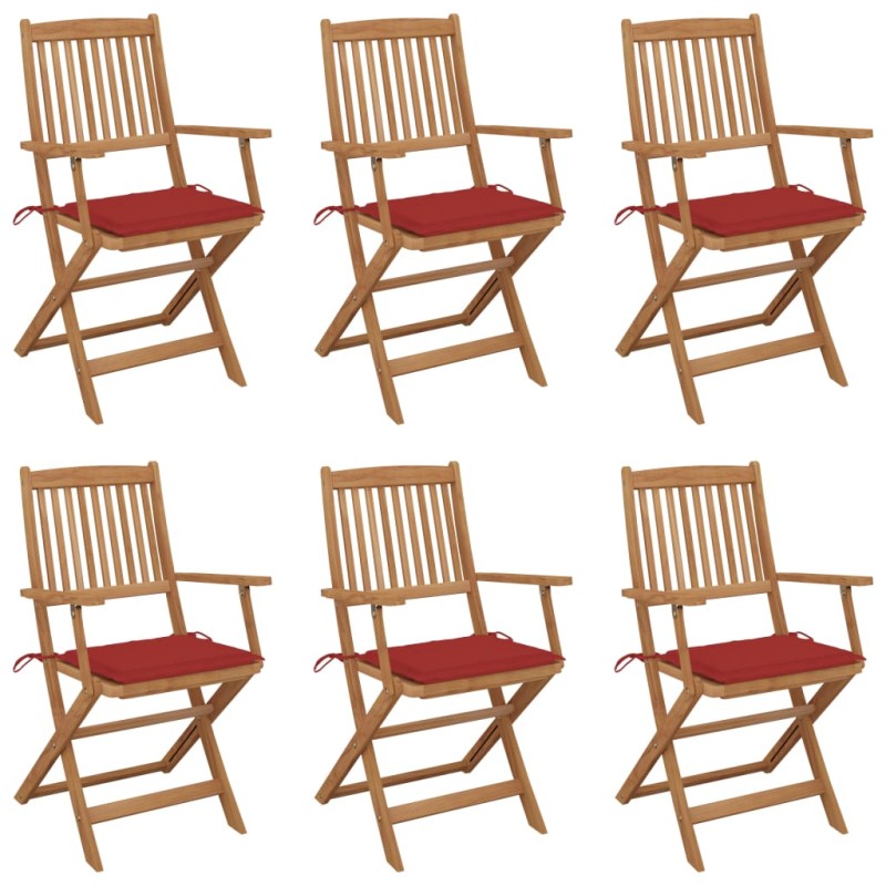 vidaXL Sillas de jardín plegables 6 uds y cojines madera maciza acacia vidaXL Sillas de jardín plegables 6 uds y cojines madera maciza acacia