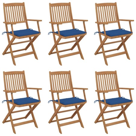 vidaXL Sillas de jardín plegables 6 uds y cojines madera maciza acacia