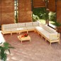 vidaXL Muebles de jardín 10 pzas y cojines madera maciza de pino crema vidaXL Muebles de jardín 10 pzas y cojines madera maciza de pino crema