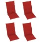 vidaXL Sillas de jardín 4 unidades madera maciza de teca cojines rojo