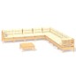 vidaXL Muebles de jardín 10 pzas y cojines madera maciza de pino crema vidaXL Muebles de jardín 10 pzas y cojines madera maciza de pino crema