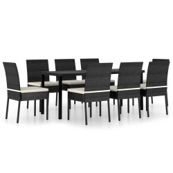 vidaXL Conjunto de comedor de jardín 9 piezas ratán sintético negro