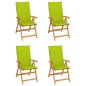 vidaXL Sillas de jardín 4 uds madera maciza teca cojines verde brillo vidaXL Sillas de jardín 4 uds madera maciza teca cojines verde brillo