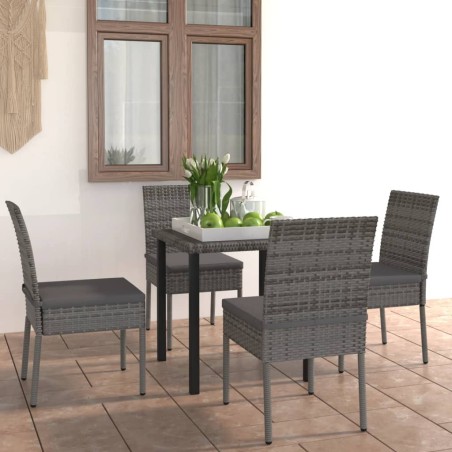 vidaXL Juego de comedor para jardín 5 piezas ratán sintético gris