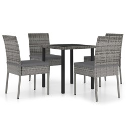 vidaXL Juego de comedor para jardín 5 piezas ratán sintético gris