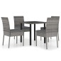 vidaXL Juego de comedor para jardín 5 piezas ratán sintético gris vidaXL Juego de comedor para jardín 5 piezas ratán sintético gris