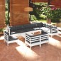 vidaXL Muebles de jardín 11 pzas y cojines blanco madera maciza pino vidaXL Muebles de jardín 11 pzas y cojines blanco madera maciza pino