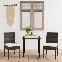 vidaXL Conjunto de comedor de jardín 3 piezas ratán sintético negro