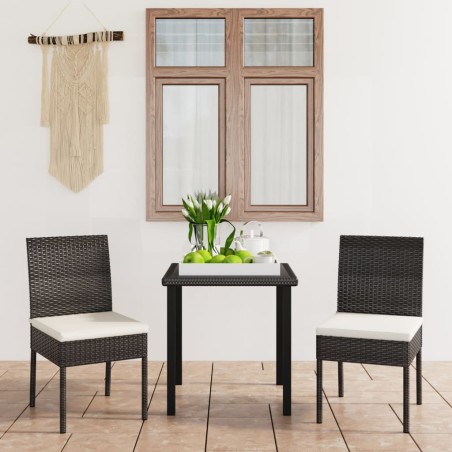 vidaXL Conjunto de comedor de jardín 3 piezas ratán sintético negro