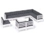 vidaXL Muebles de jardín 11 pzas y cojines blanco madera maciza pino vidaXL Muebles de jardín 11 pzas y cojines blanco madera maciza pino