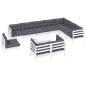 vidaXL Muebles de jardín 11 pzas y cojines blanco madera maciza pino vidaXL Muebles de jardín 11 pzas y cojines blanco madera maciza pino