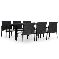vidaXL Conjunto de comedor de jardín 7 piezas ratán sintético negro