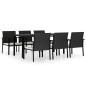 vidaXL Conjunto de comedor de jardín 7 piezas ratán sintético negro vidaXL Conjunto de comedor de jardín 7 piezas ratán sintético negro