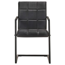 vidaXL Sillas voladizas de comedor 4 unidades cuero auténtico negro