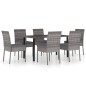 vidaXL Juego de comedor para jardín 7 piezas ratán sintético gris vidaXL Juego de comedor para jardín 7 piezas ratán sintético gris