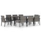 vidaXL Juego de comedor para jardín 9 piezas ratán sintético gris vidaXL Juego de comedor para jardín 9 piezas ratán sintético gris