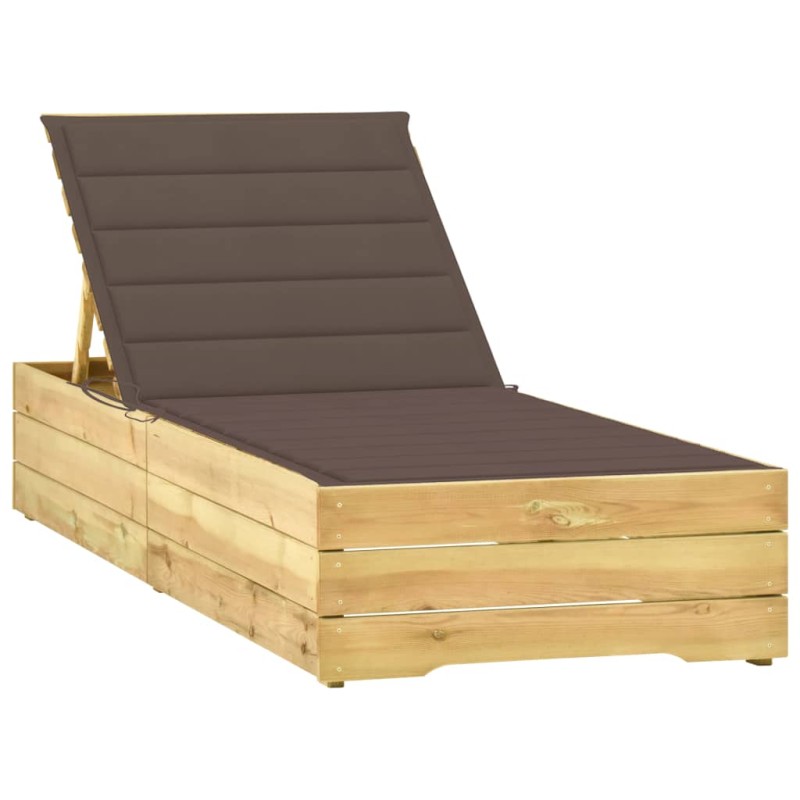 vidaXL Tumbona con cojín gris taupé madera de pino impregnada vidaXL Tumbona con cojín gris taupé madera de pino impregnada