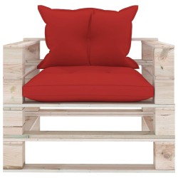 vidaXL Sofá de palets de jardín con cojines rojos madera de pino