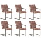 vidaXL Silla voladiza comedor 6 uds cuero auténtico marrón envejecido vidaXL Silla voladiza comedor 6 uds cuero auténtico marrón envejecido