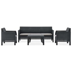 vidaXL Set de muebles de jardín 4 piezas cojines PP ratán gris antracita