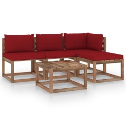 vidaXL Set de jardín palets 5 pzas con cojines madera pino impregnada