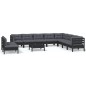 vidaXL Muebles de jardín 11 pzas con cojines negro madera maciza pino vidaXL Muebles de jardín 11 pzas con cojines negro madera maciza pino