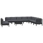 vidaXL Muebles de jardín 11 pzas con cojines negro madera maciza pino vidaXL Muebles de jardín 11 pzas con cojines negro madera maciza pino