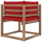 vidaXL Sofá de esquina de palets para jardín con cojines rojos vidaXL Sofá de esquina de palets para jardín con cojines rojos