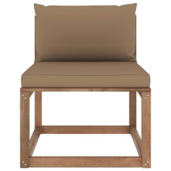vidaXL Sofá de jardín central de palets con cojines taupe