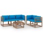 vidaXL Juego de muebles de jardín 6 piezas con cojines azul claro vidaXL Juego de muebles de jardín 6 piezas con cojines azul claro