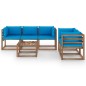 vidaXL Juego de muebles de jardín 6 piezas con cojines azul claro vidaXL Juego de muebles de jardín 6 piezas con cojines azul claro