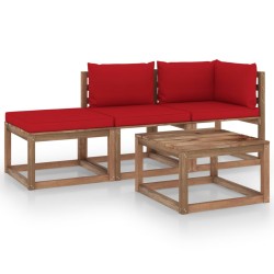 vidaXL Set de jardín palets 4 pzas con cojines madera pino impregnada