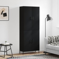 vidaXL Aparador alto madera contrachapada negro 69,5x34x180 cm