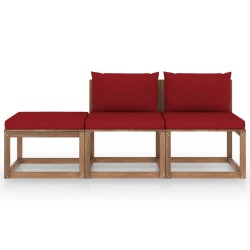 vidaXL Set de jardín palets 3 pzas con cojines madera pino impregnada
