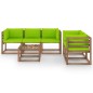 vidaXL Juego de muebles de jardín 6 piezas con cojines verde lima vidaXL Juego de muebles de jardín 6 piezas con cojines verde lima