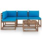 vidaXL Juego de muebles de jardín 5 piezas con cojines azul claro vidaXL Juego de muebles de jardín 5 piezas con cojines azul claro
