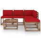 vidaXL Muebles de jardín de palets 6 pzs con cojines madera impregnada vidaXL Muebles de jardín de palets 6 pzs con cojines madera impregnada