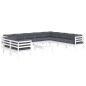 vidaXL Muebles de jardín 11 pzas y cojines blanco madera maciza pino vidaXL Muebles de jardín 11 pzas y cojines blanco madera maciza pino