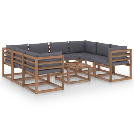 vidaXL Juego de muebles de jardín 9 piezas con cojines antracita