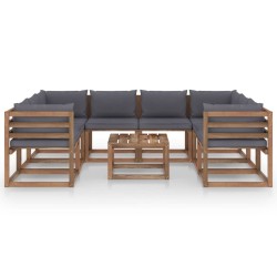 vidaXL Juego de muebles de jardín 9 piezas con cojines antracita
