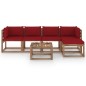 vidaXL Juego de muebles de jardín 6 piezas con cojines rojo tinto vidaXL Juego de muebles de jardín 6 piezas con cojines rojo tinto