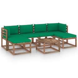 vidaXL Muebles de jardín de palets 7 pzs con cojines madera impregnada