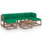 vidaXL Muebles de jardín de palets 7 pzs con cojines madera impregnada vidaXL Muebles de jardín de palets 7 pzs con cojines madera impregnada