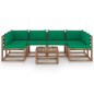 vidaXL Muebles de jardín de palets 7 pzs con cojines madera impregnada vidaXL Muebles de jardín de palets 7 pzs con cojines madera impregnada