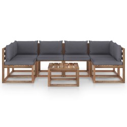 vidaXL Muebles de jardín de palets 7 pzs con cojines madera impregnada
