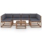 vidaXL Muebles de jardín de palets 7 pzs con cojines madera impregnada vidaXL Muebles de jardín de palets 7 pzs con cojines madera impregnada