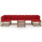 vidaXL Juego de muebles de jardín 8 piezas con cojines rojos vidaXL Juego de muebles de jardín 8 piezas con cojines rojos