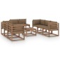 vidaXL Juego de muebles de jardín 9 piezas con cojines gris taupe vidaXL Juego de muebles de jardín 9 piezas con cojines gris taupe