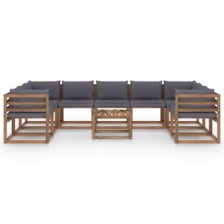 vidaXL Juego de muebles de jardín 10 piezas con cojines gris antracita