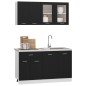 vidaXL Juego de muebles de cocina 4 piezas madera de ingeniería negro vidaXL Juego de muebles de cocina 4 piezas madera de ingeniería negro